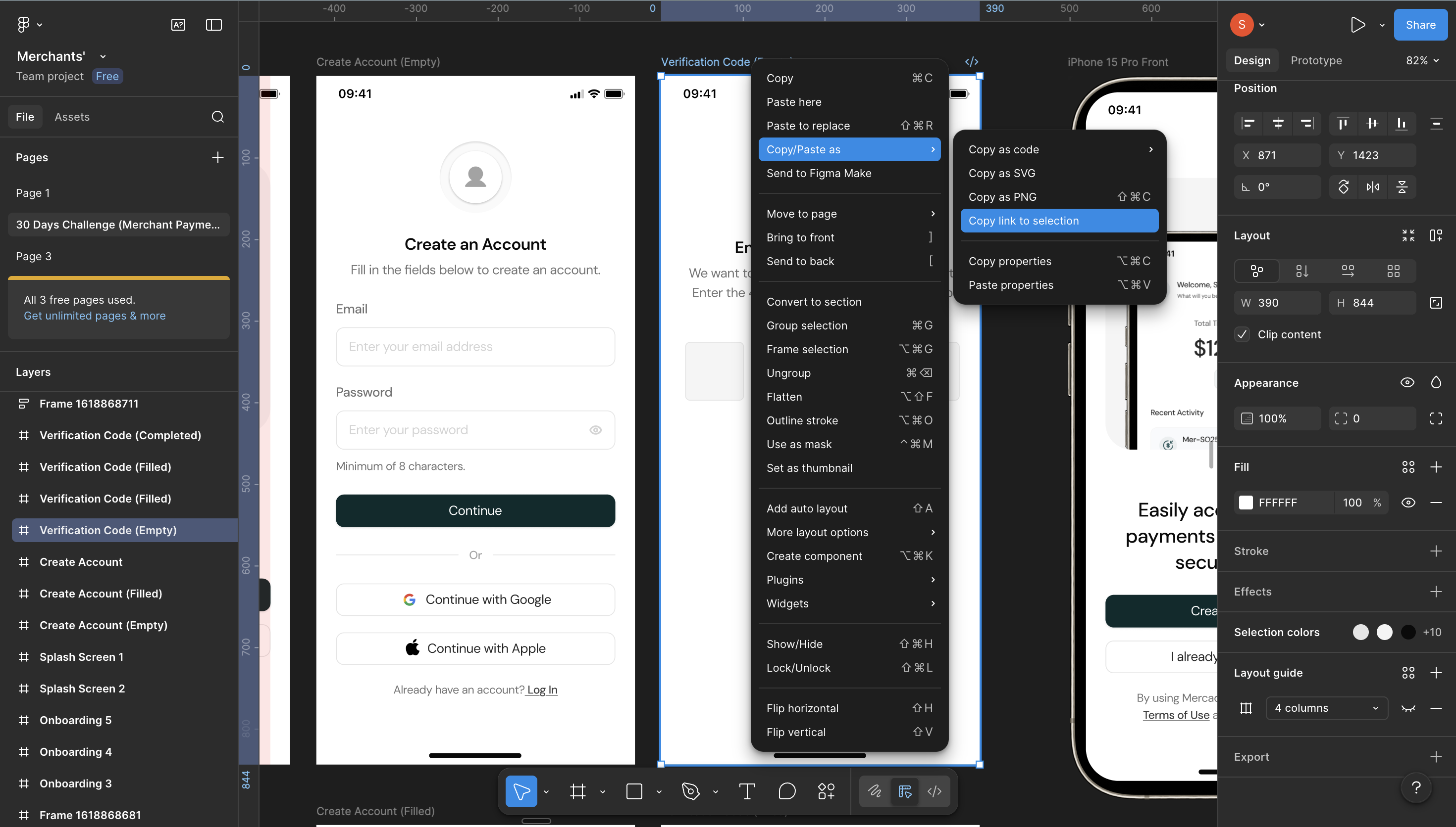 Copy as link to selection in Figma