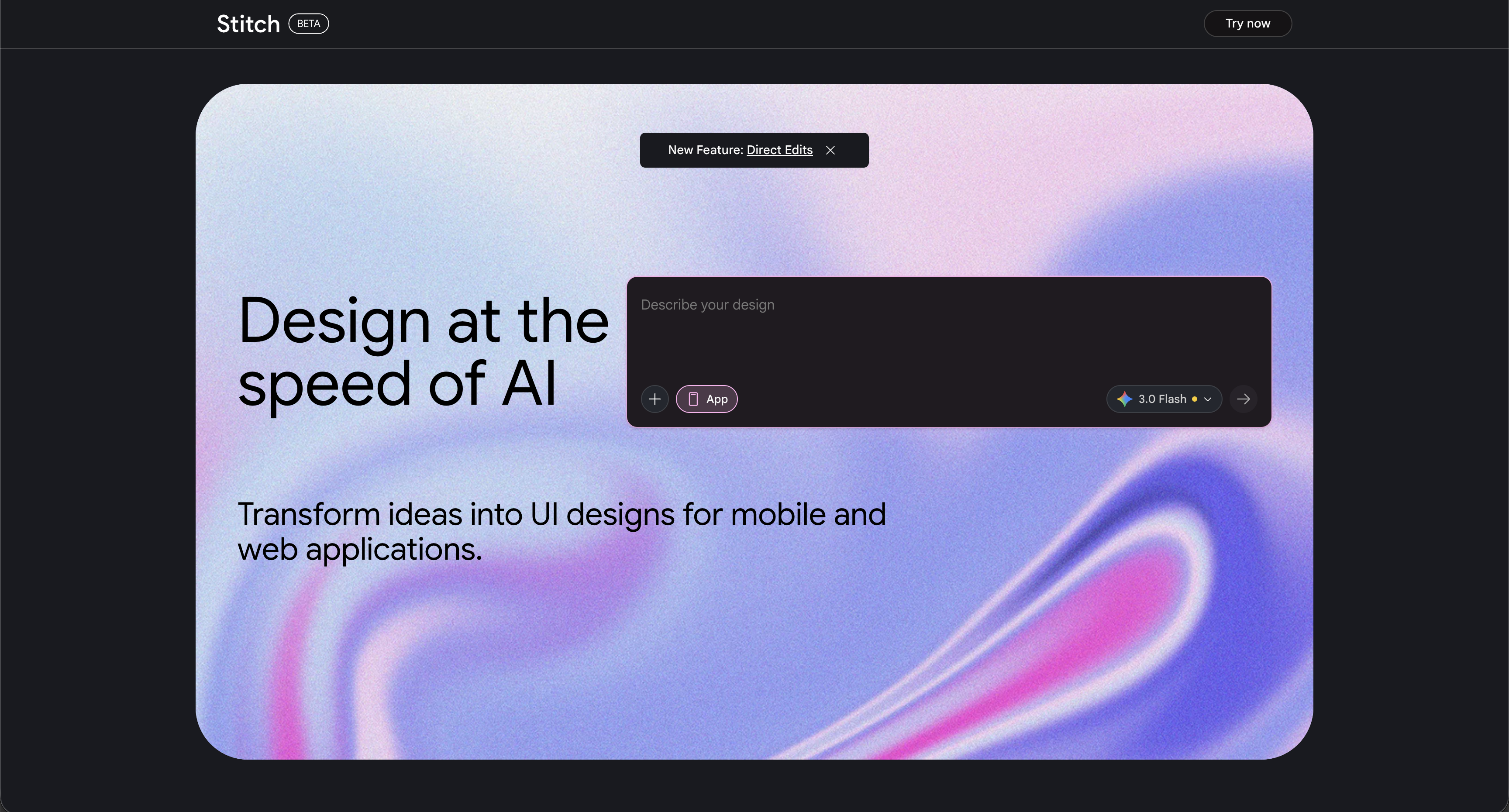 Google Stitch UI interface