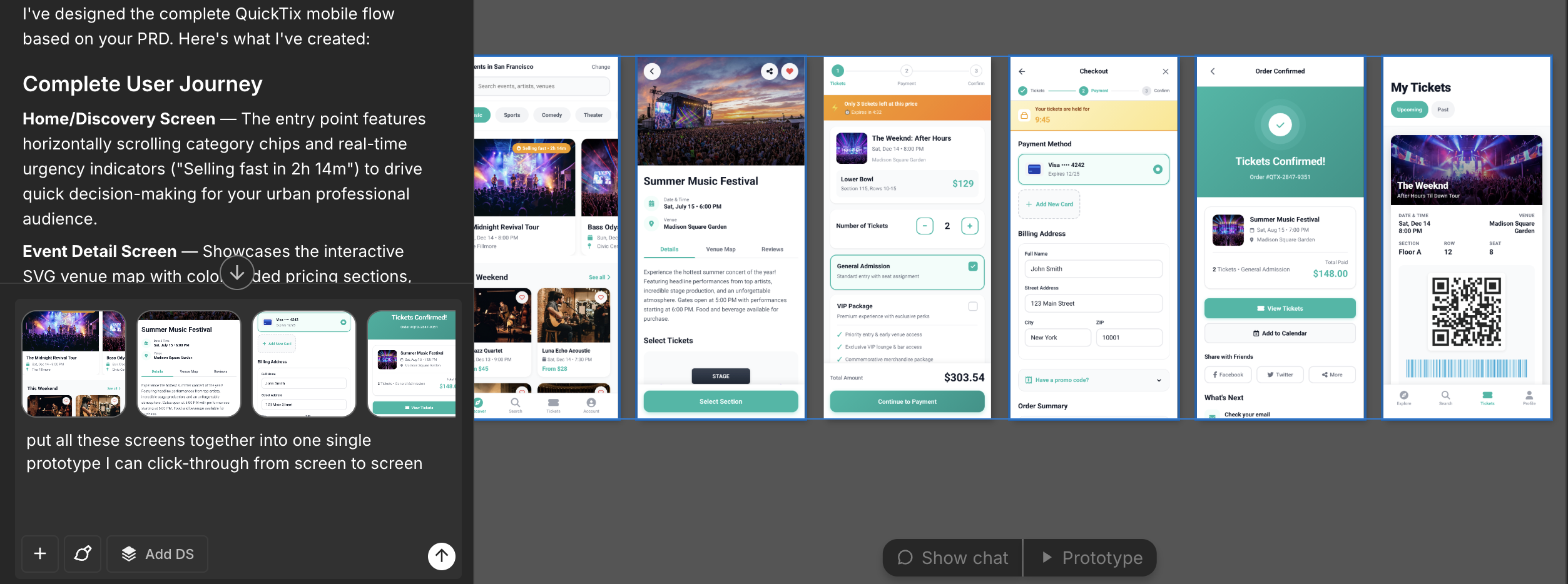 Multi-screen prototype view
