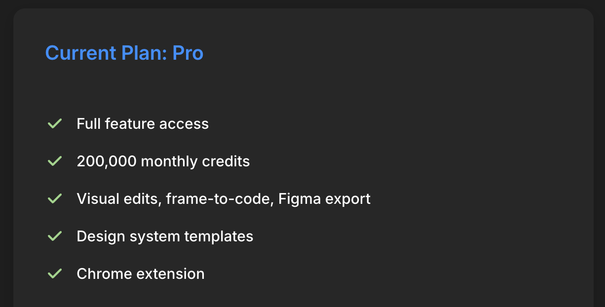 Professional tier pricing