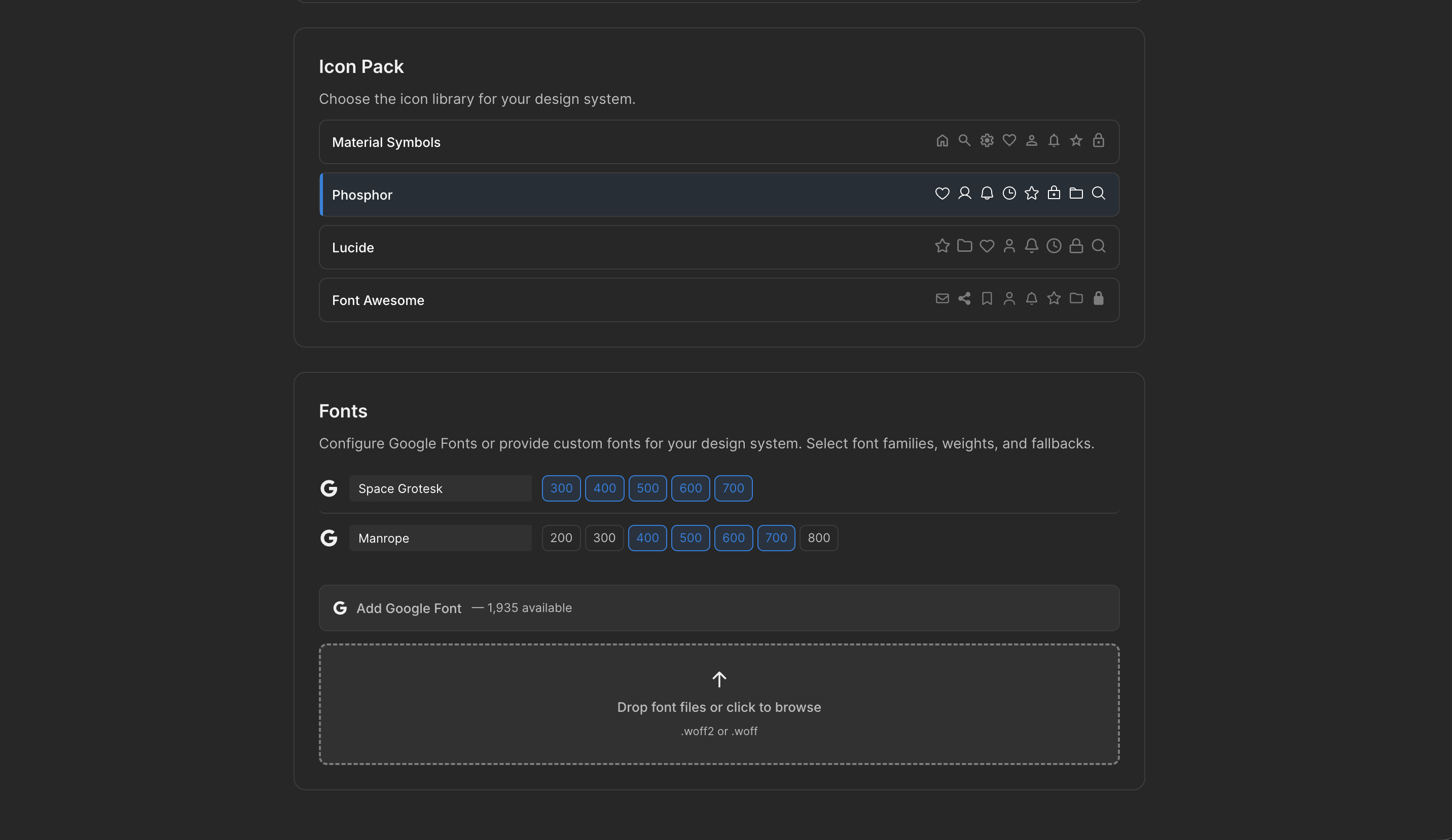 Importing a design system